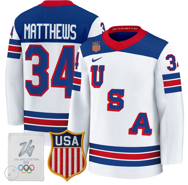 Men 2026 USA Olympic #34 Auston Matthews white NHL Jersey->more nhl jerseys->NHL Jersey